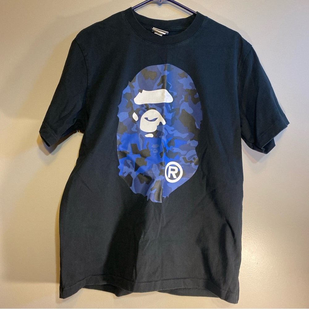 BAPE Sand Camo Big Ape Head T-shirt Black Navy | A Bathing Ape
